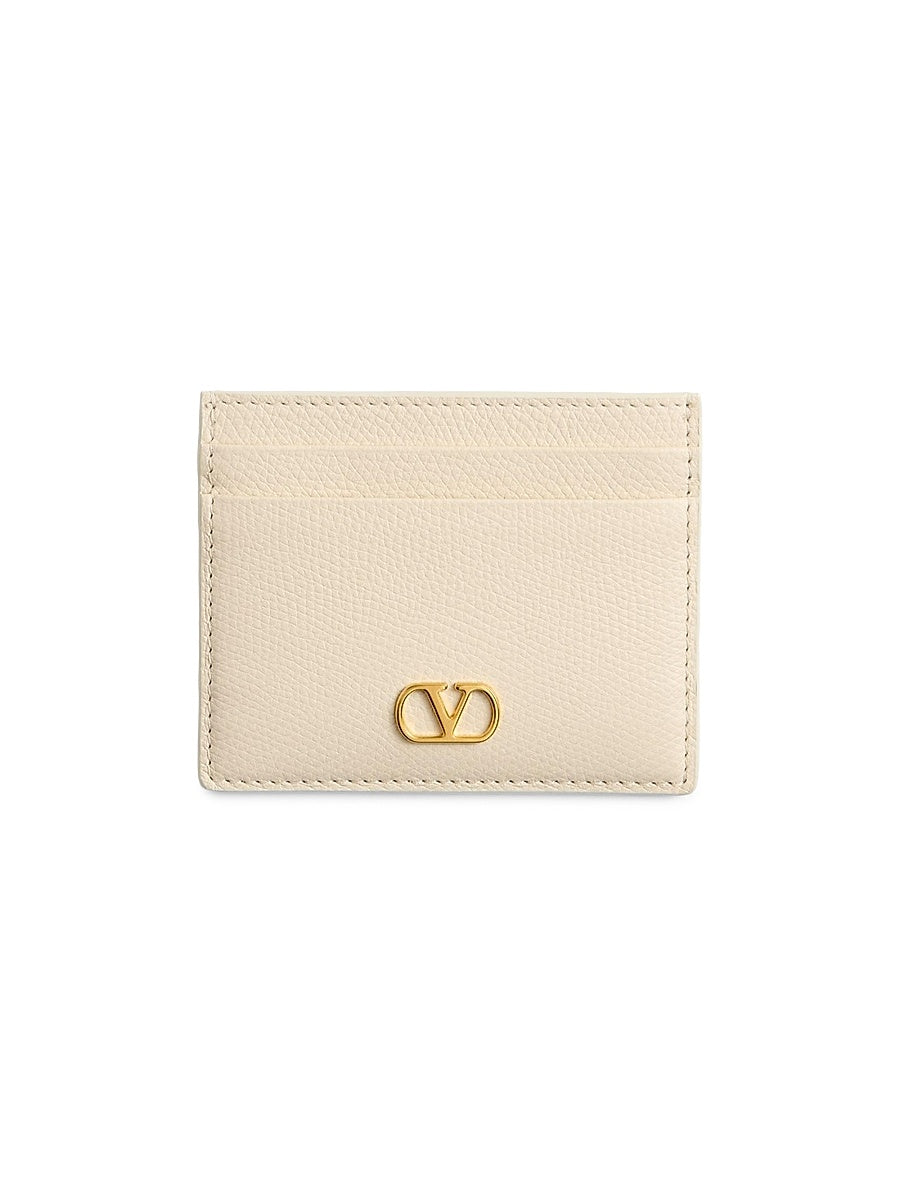 VLogo Signature Grainy Calfskin Card Holder