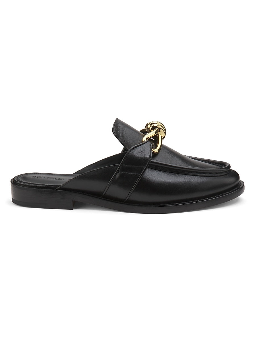 Astaire Knot-Accented Leather Mules