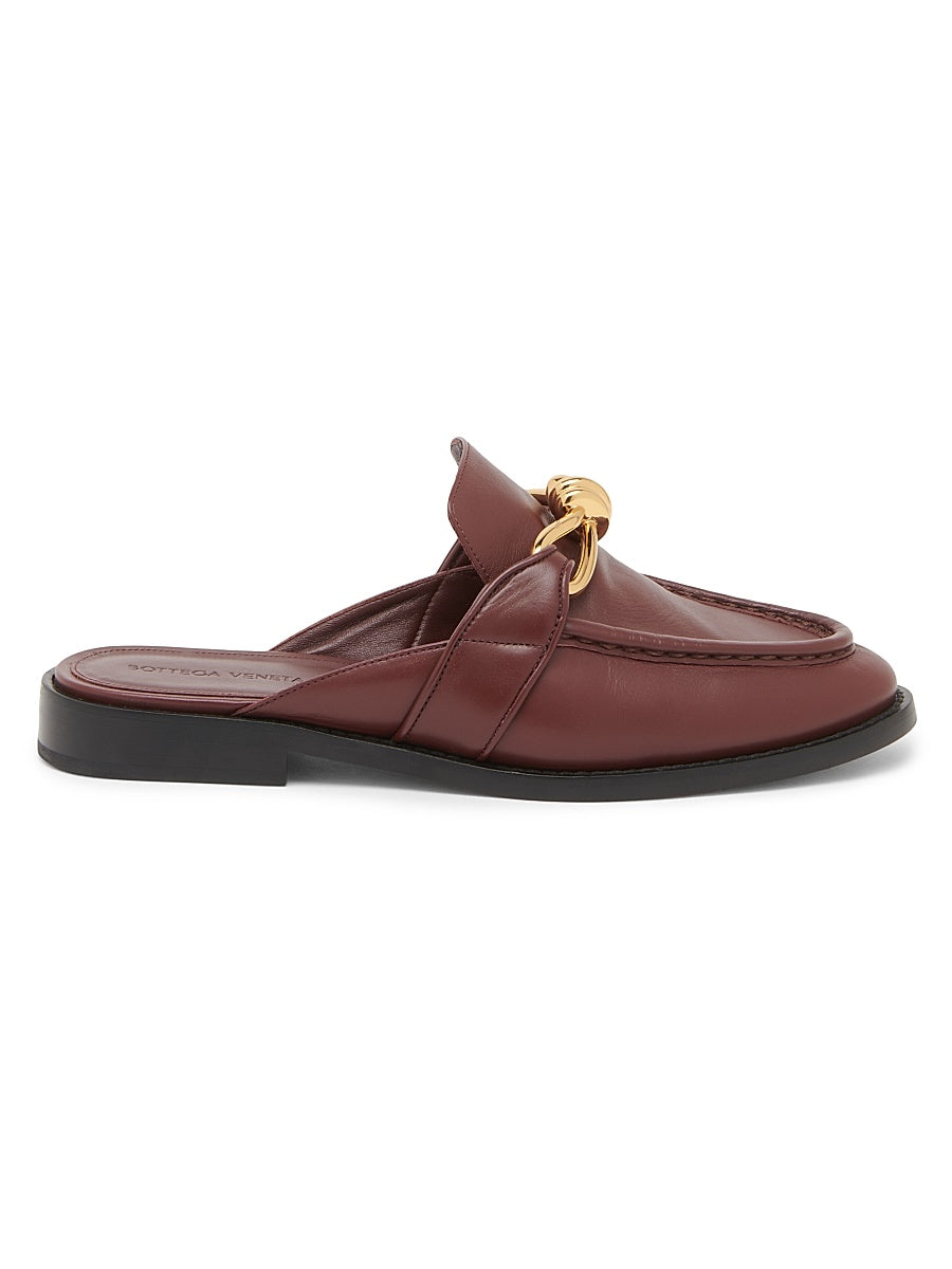 Astaire Knot-Accented Leather Mules