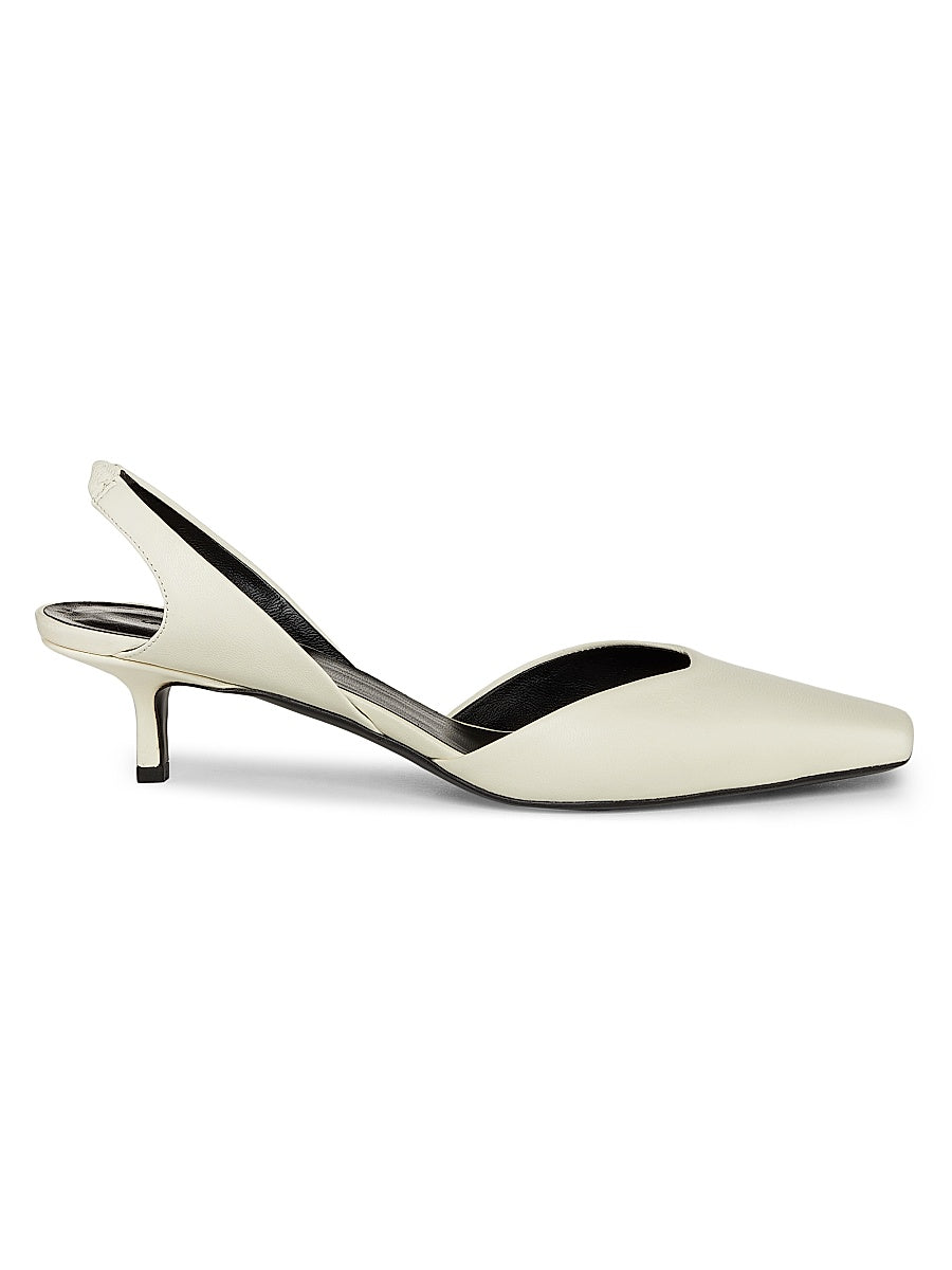 Akila 40MM Leather Kitten-Heel Slingback Pumps