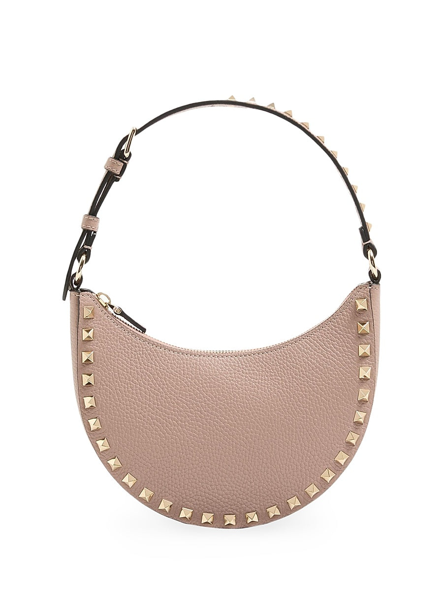 Mini Rockstud Hobo Bag in Grainy Calfskin