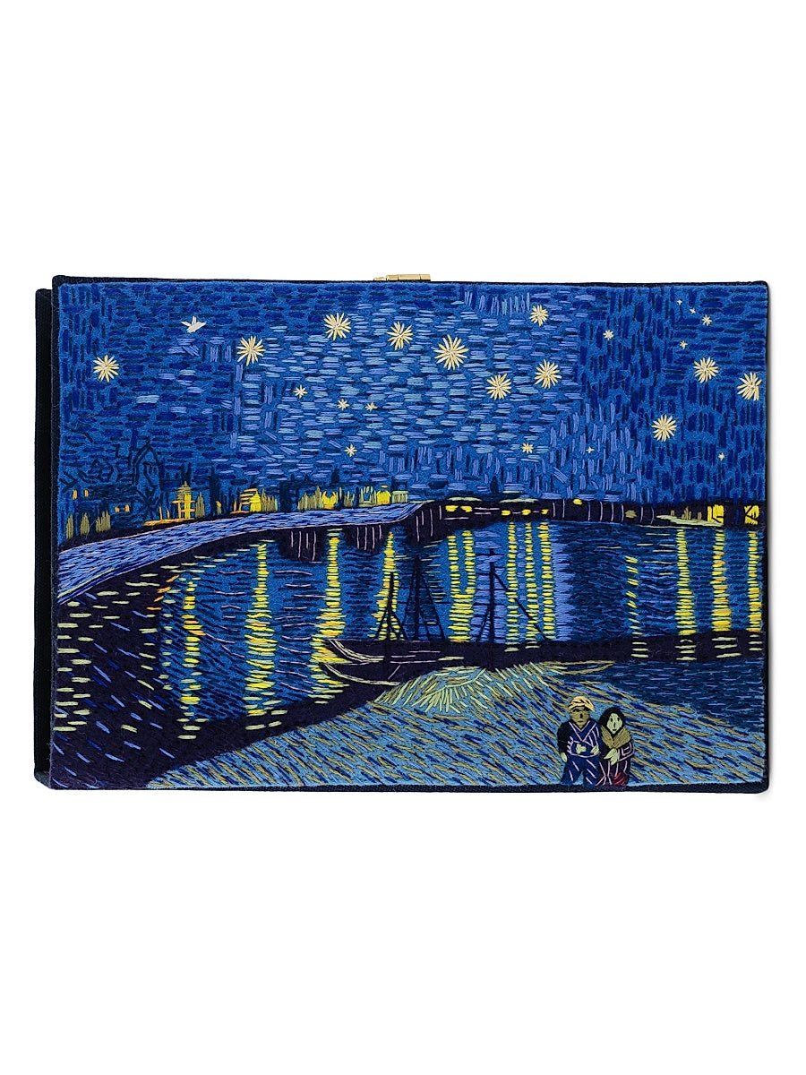 Starry Night Embroidered Book Clutch
