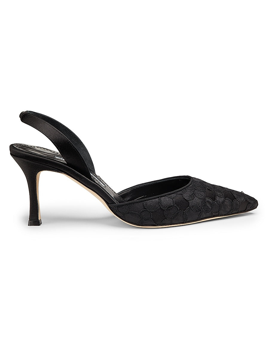 Carolyne 70MM Embroidered Satin Slingback Pumps