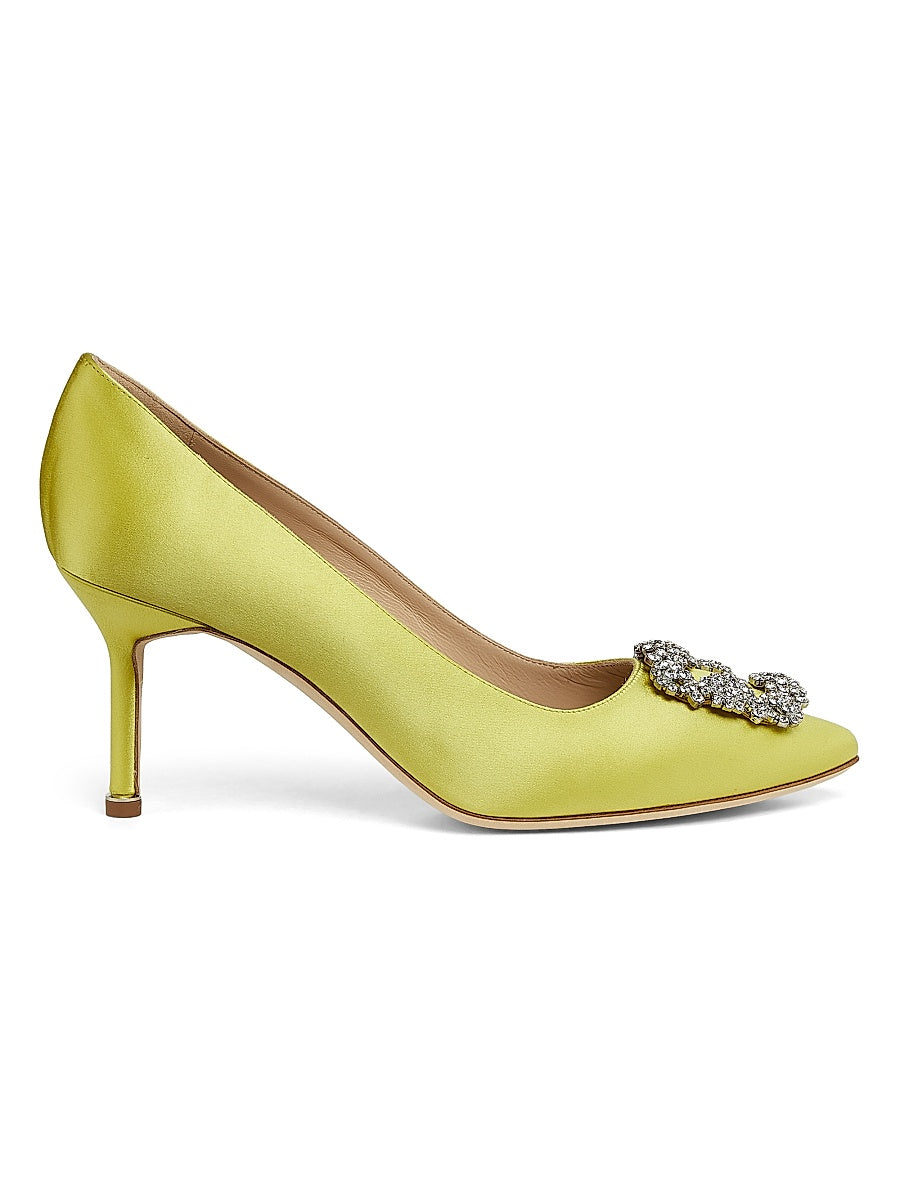 Hangisi 70MM Crystal-Embellished Satin Pumps