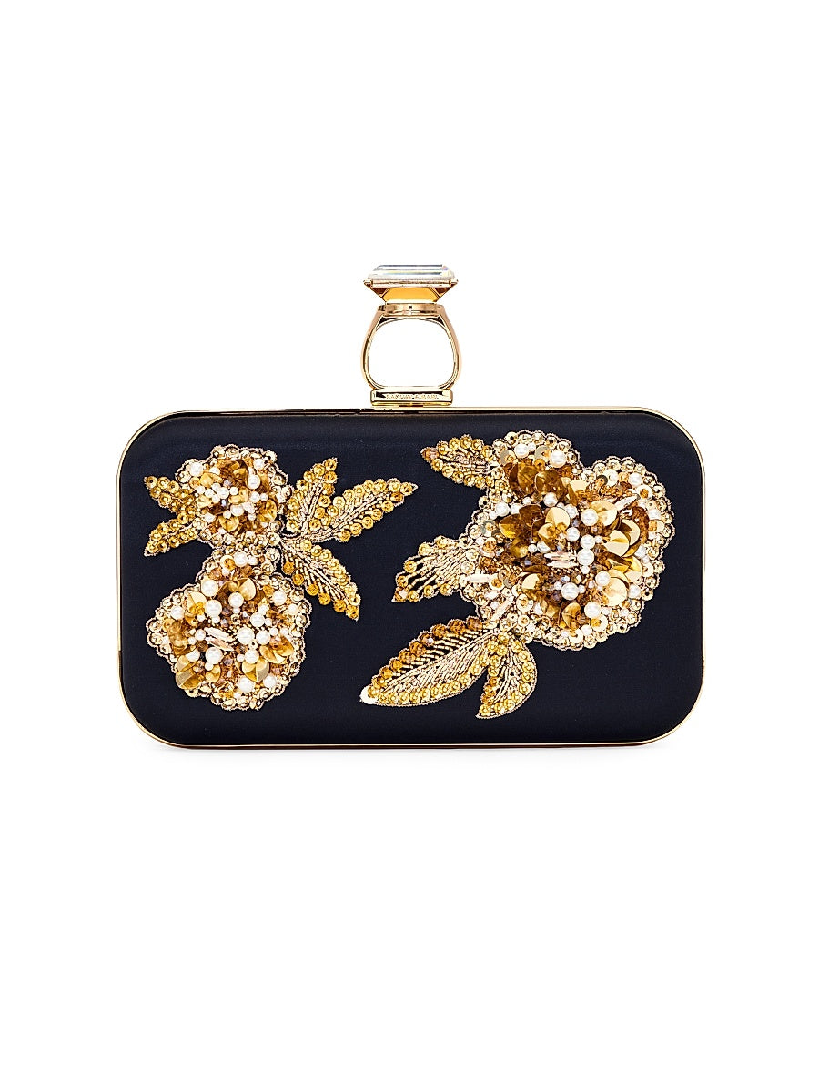On The Rocks Embellished Satin Clutch