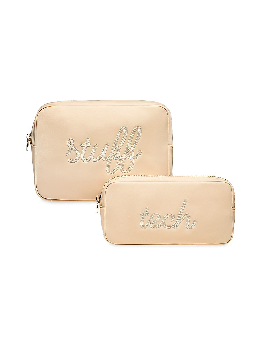 Two-Piece Embroidered Travel Pouch Set