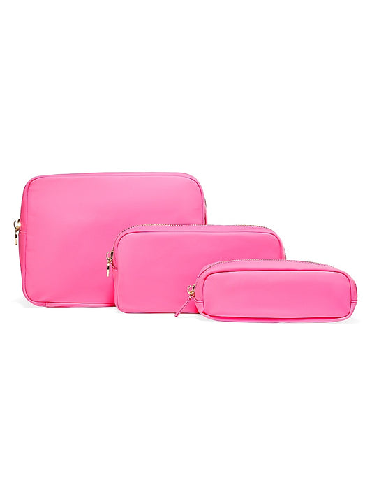 3-Piece Nylon Zip Pouch Set