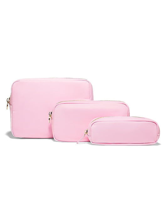 3-Piece Nylon Zip Pouch Set