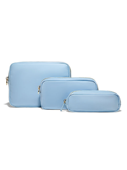 3-Piece Nylon Zip Pouch Set
