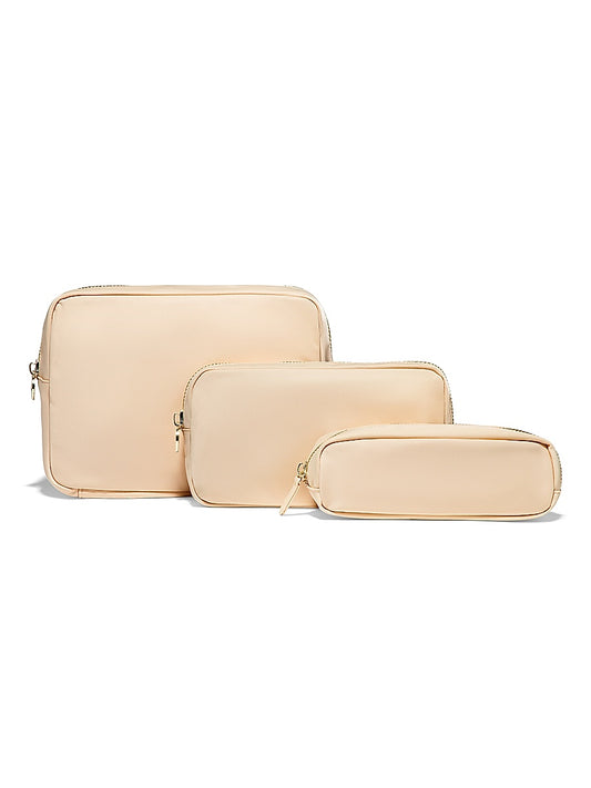 3-Piece Nylon Zip Pouch Set