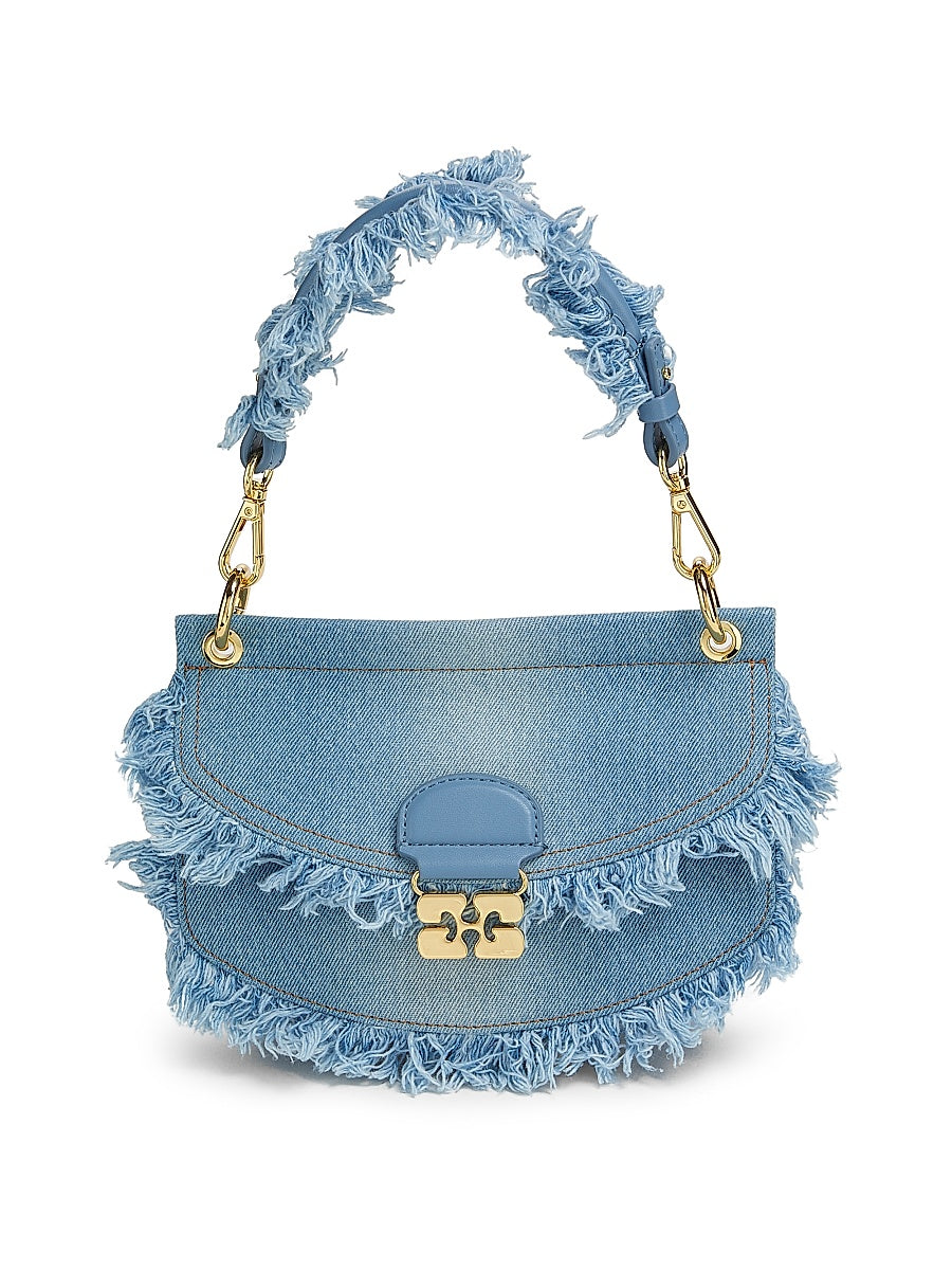 Mini Apo-G Denim Raw-Edge Top-Handle Bag