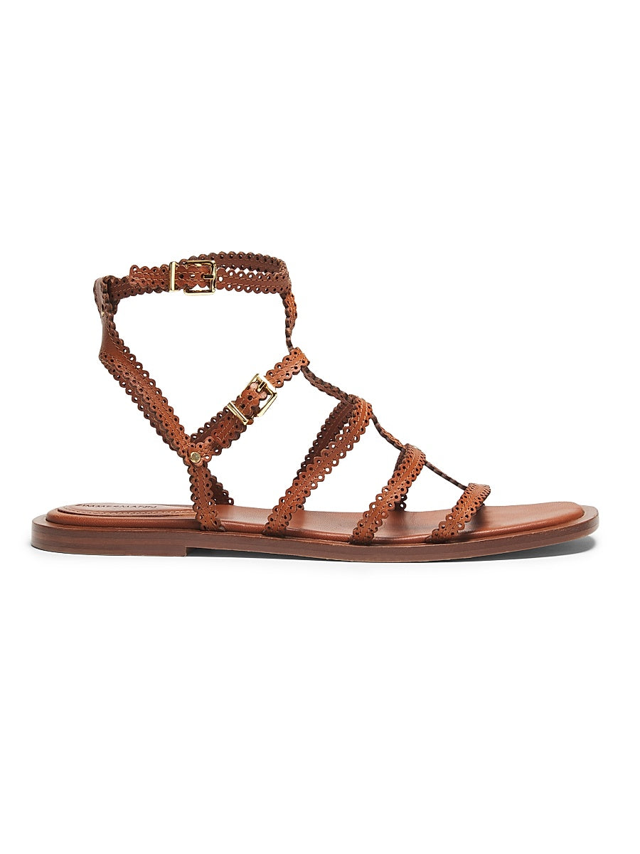 Goldie Scalloped Leather Sandals