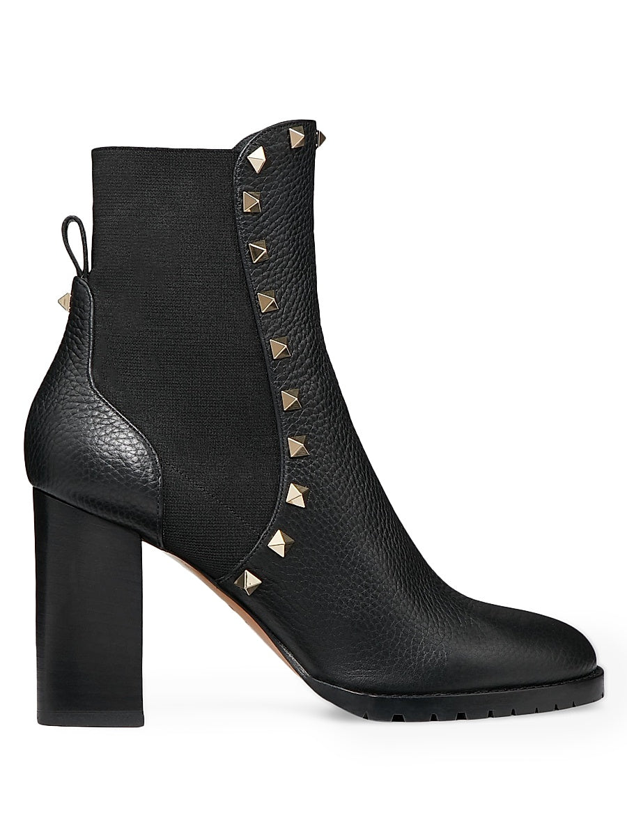 Rockstud 80MM Grainy Calfskin Ankle Boots