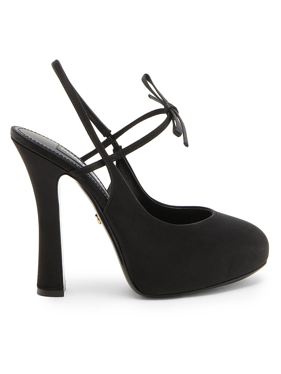 125MM Satin Slingback Platform Pumps