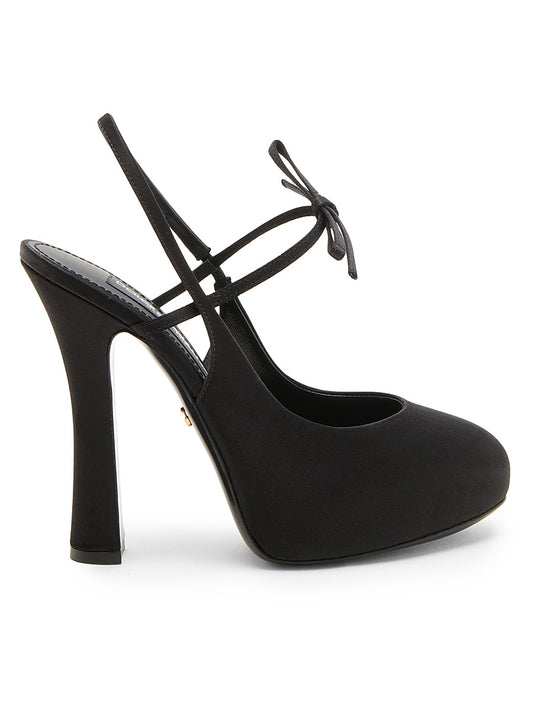 125MM Satin Slingback Platform Pumps