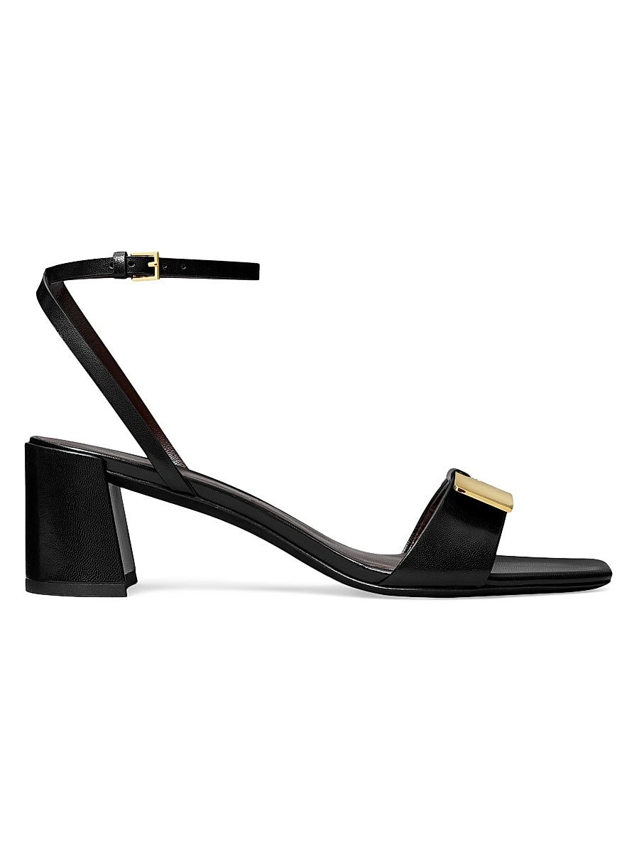 Gigi Leather Block-Heel Sandals