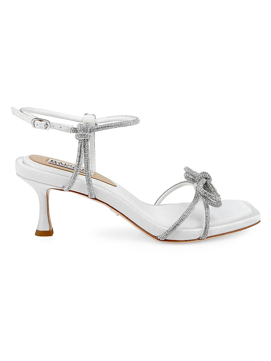 Dandelion 60MM Crystal Bow Metallic Leather Sandals