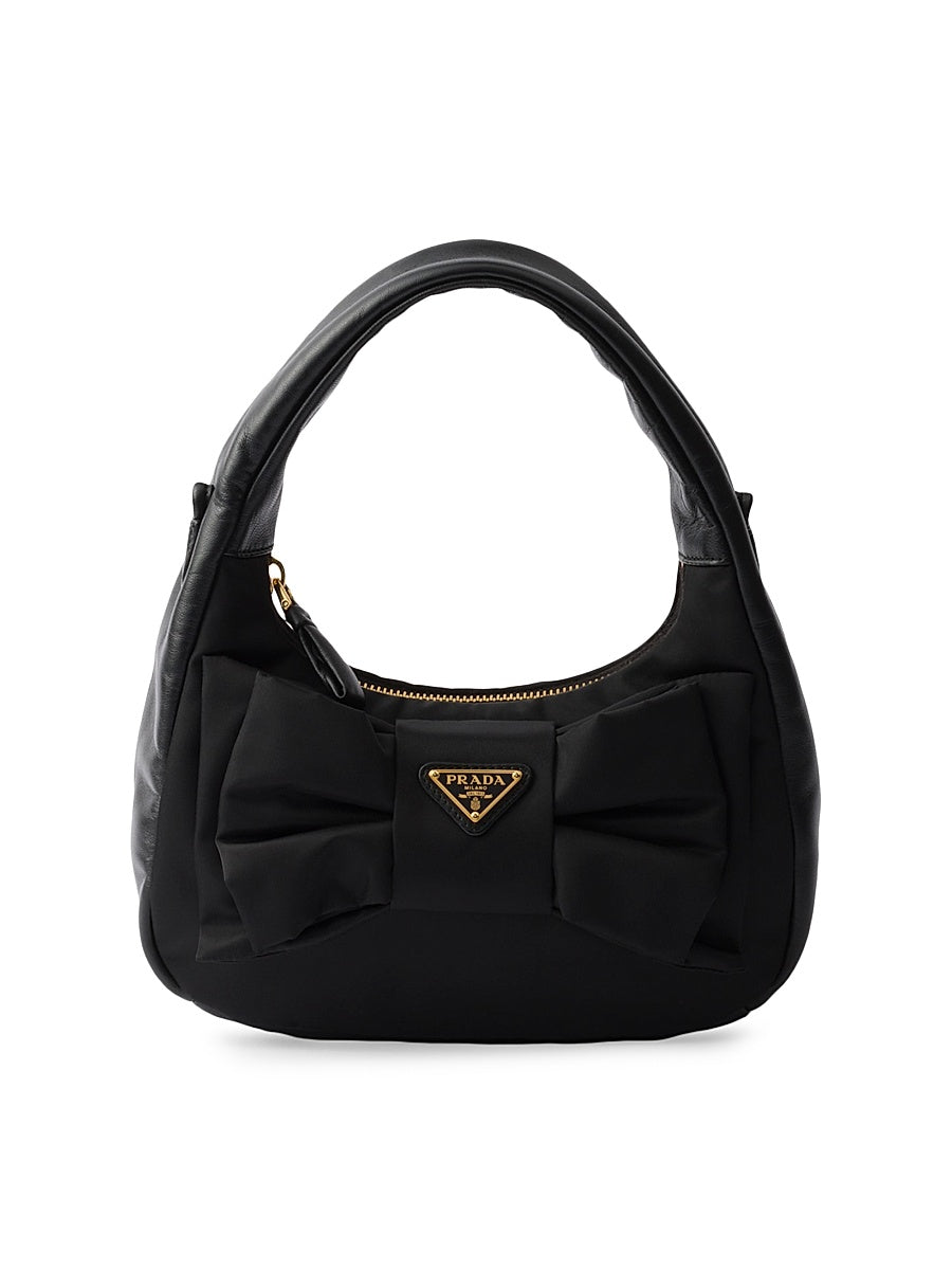 Re-Nylon and Nappa Leather Mini Bag with Bow