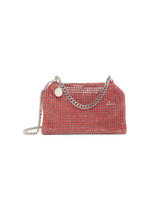 Crystal-Embellished Mesh Soft Clutch