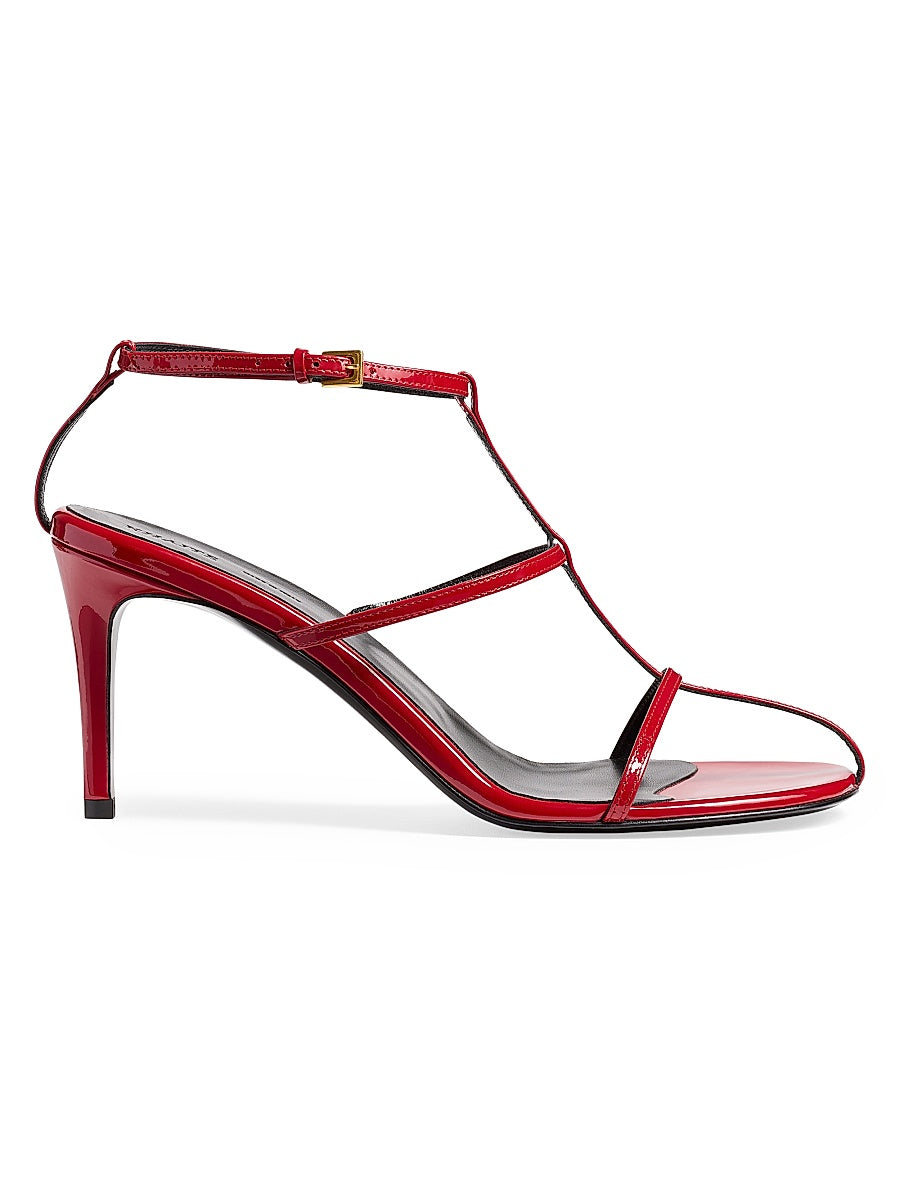 Cage 75MM Patent Leather T-Strap Sandals