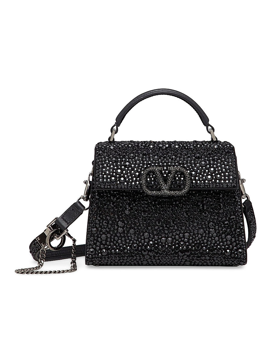 Mini VSling Top Handle Bag with Sparkling Embroidery
