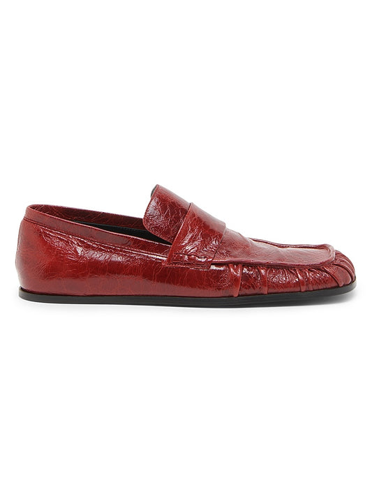 Crinkled Patent Leather Square-Toe Loafers