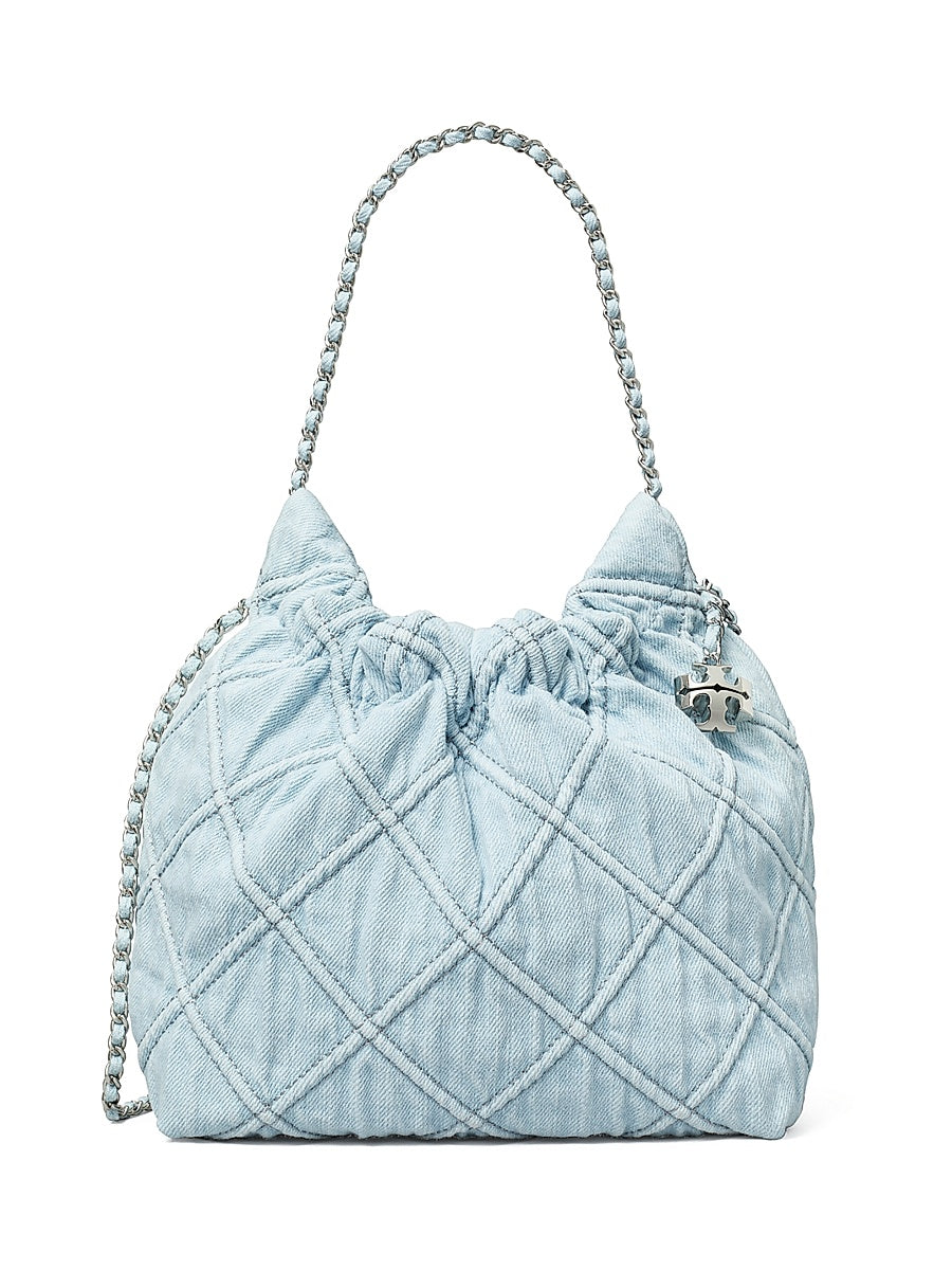 Mini Fleming Quilted Denim Hobo Bag