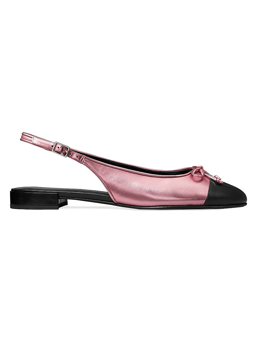 Metallic Leather Cap-Toe Ballet Flats