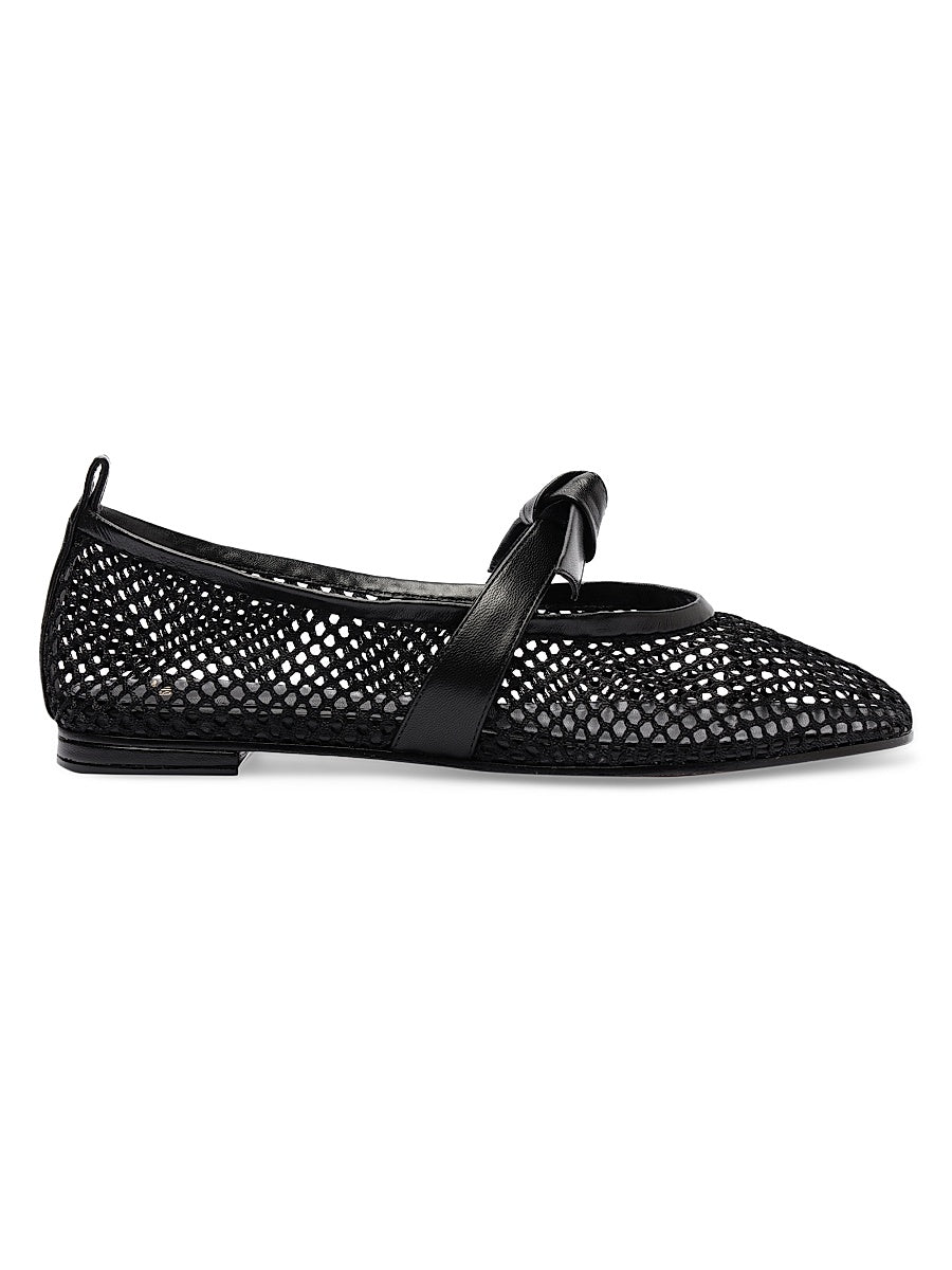 Clarita Fishnet Leather Ballerina Flats