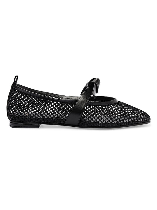 Clarita Fishnet Leather Ballerina Flats