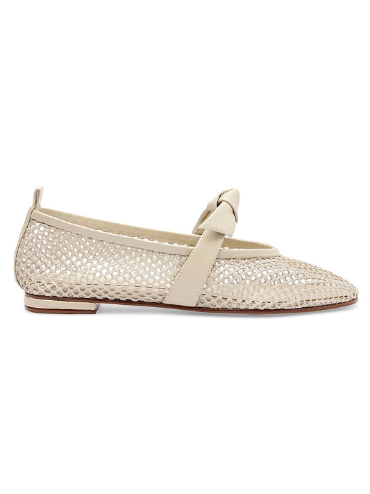 Clarita Fishnet Leather Ballerina Flats