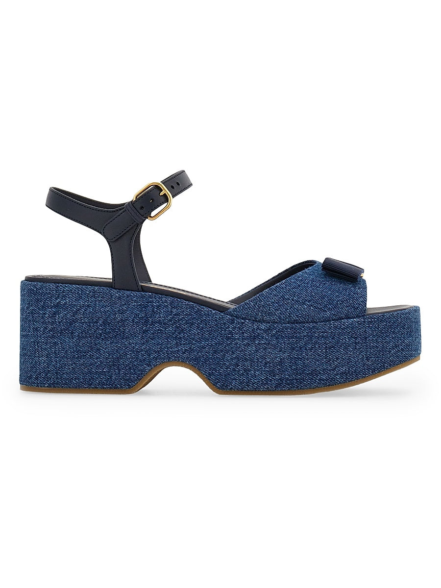 Selna 70MM Denim Wedge Sandals