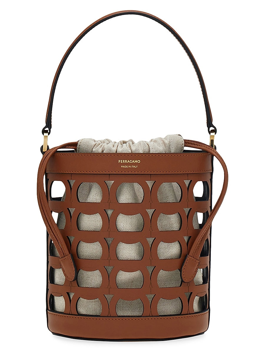 Gancini Leather Bucket Bag
