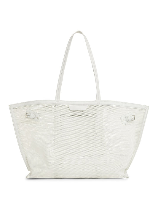 Days Leather-Trimmed Mesh Tote Bag