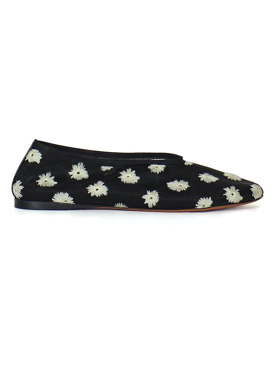 Tee Embroidered Slipper Ballet Flats