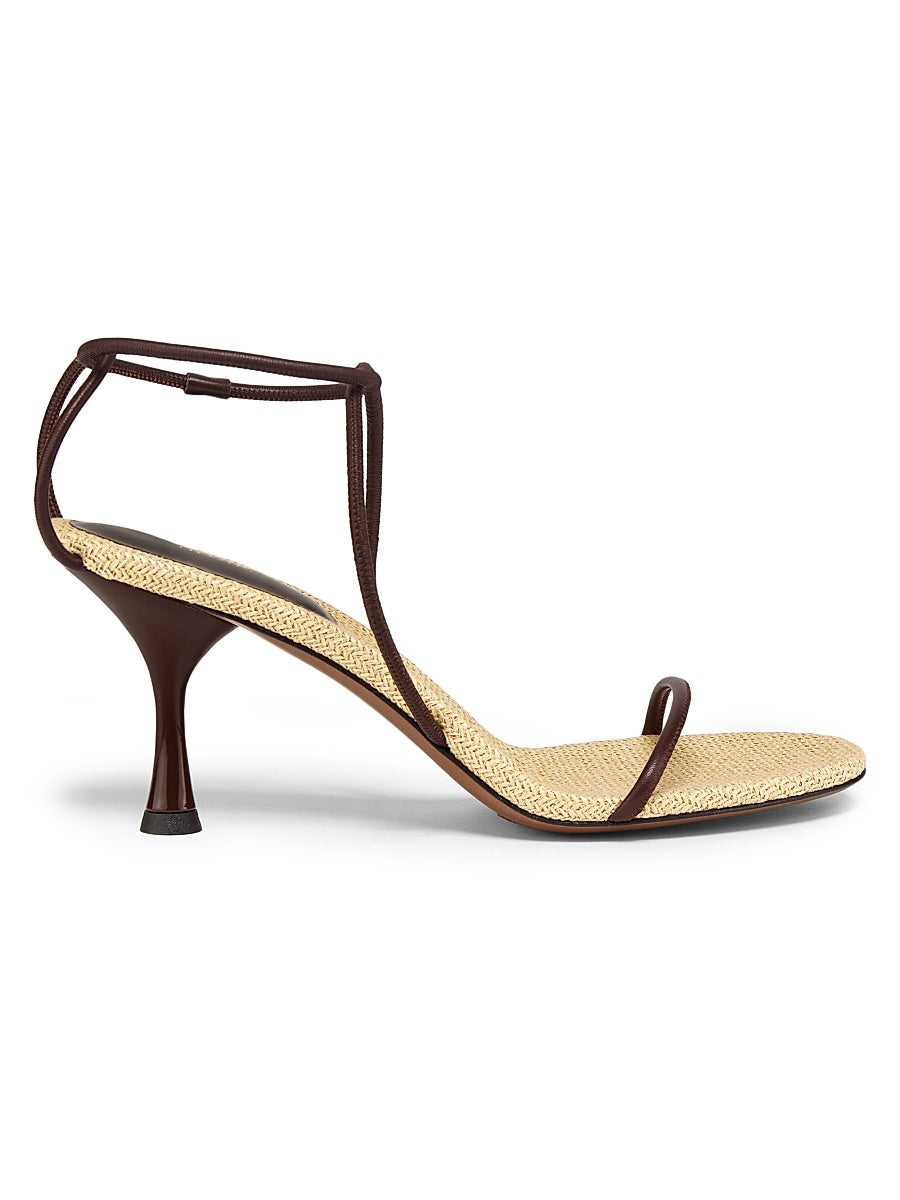 Nenque Raffia Leather 80MM Sandals