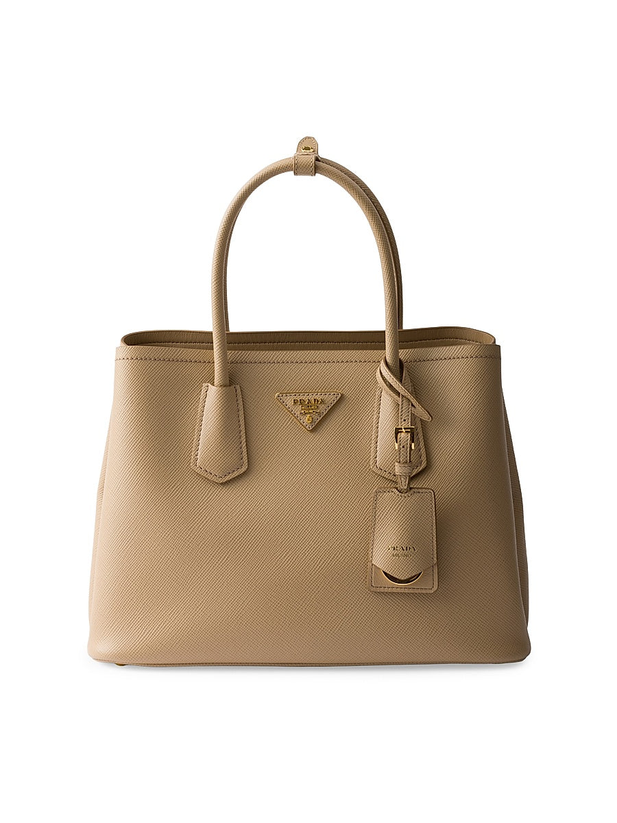 Medium Double Saffiano Leather Top Handle Bag