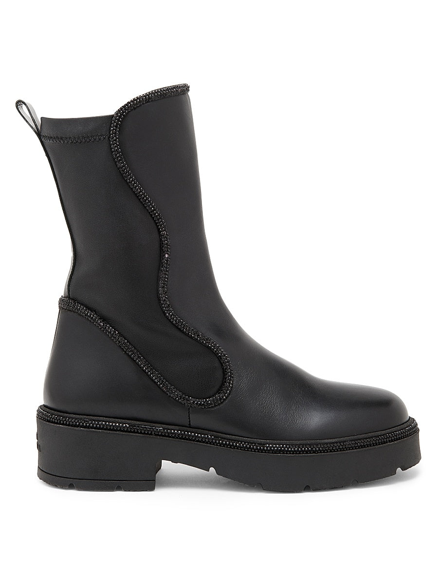 Crystal Decorated Combat Boots