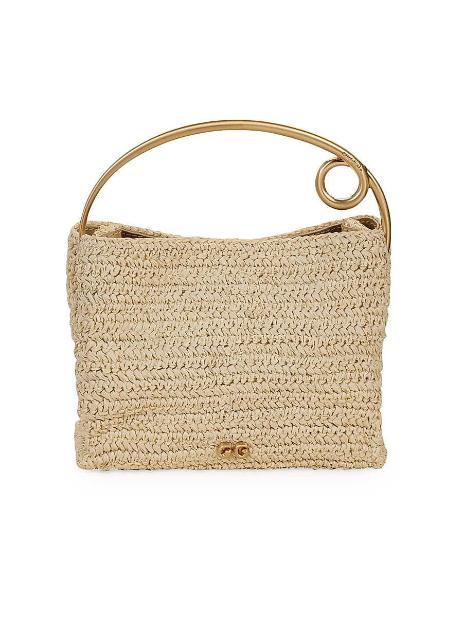 Lalli Raffia-Metal Top Handle Bag
