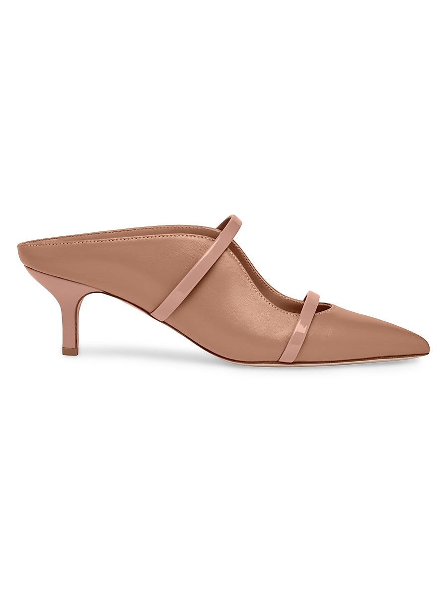 Maureen 45MM Leather Kitten Heel Mules