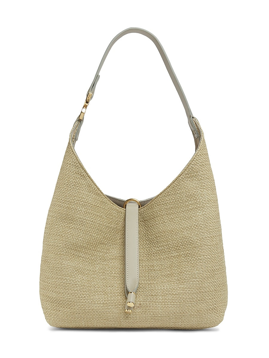 Small Marcie Logo Raffia Shoulder Bag