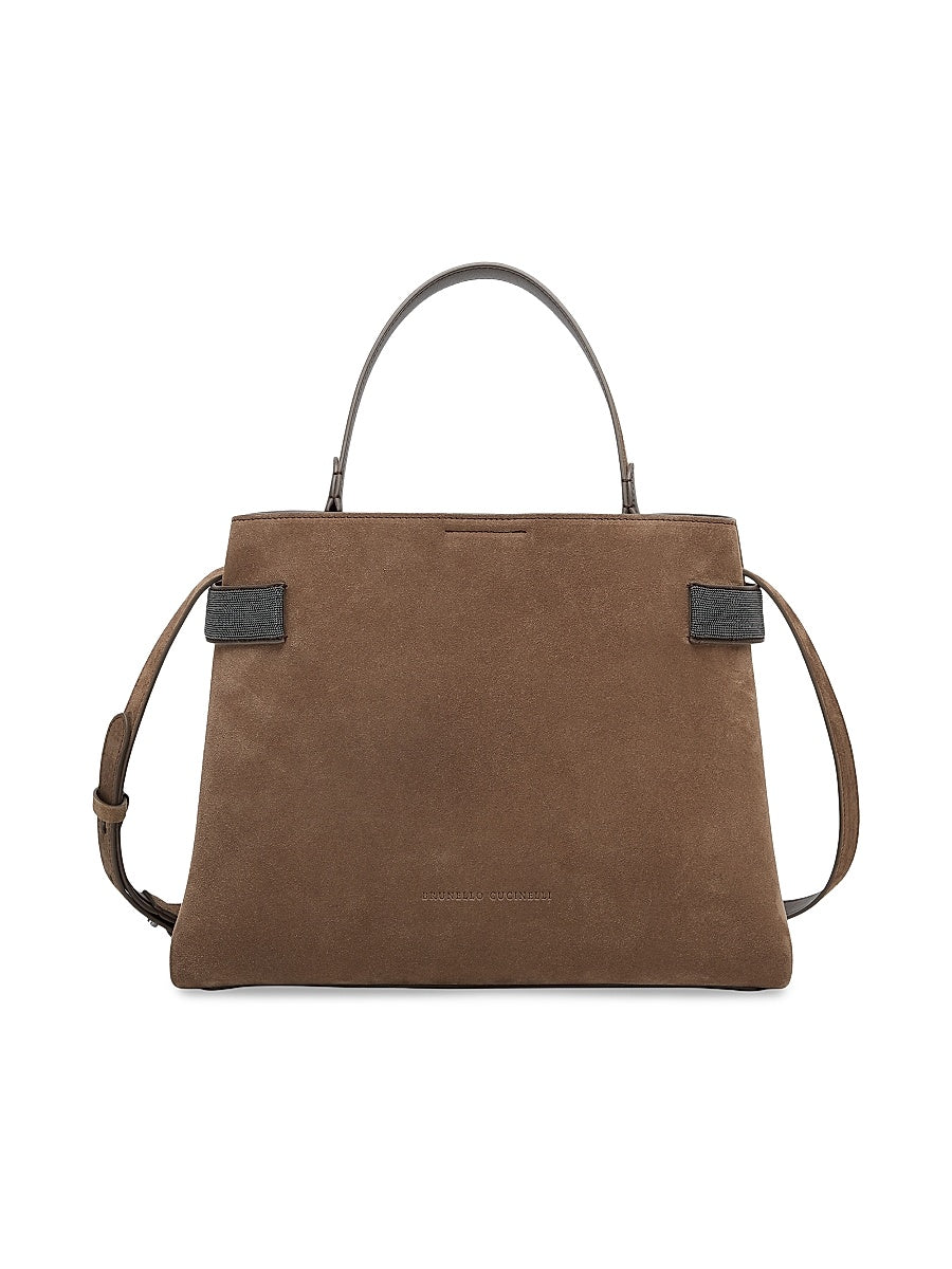 Essence Top Handle Bag in Suede with Precious Bands