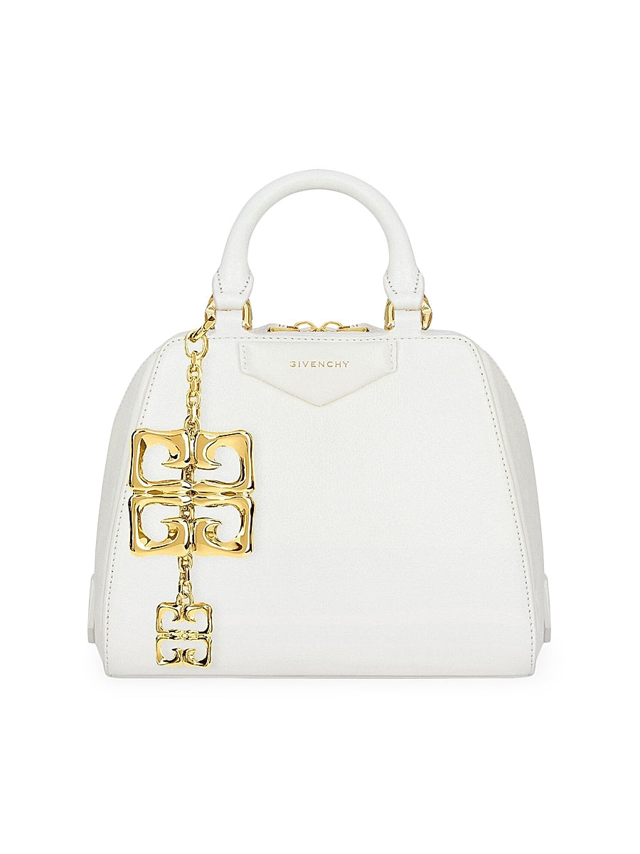 Nano Antigona Cube Top Handle Bag in Leather with Charm