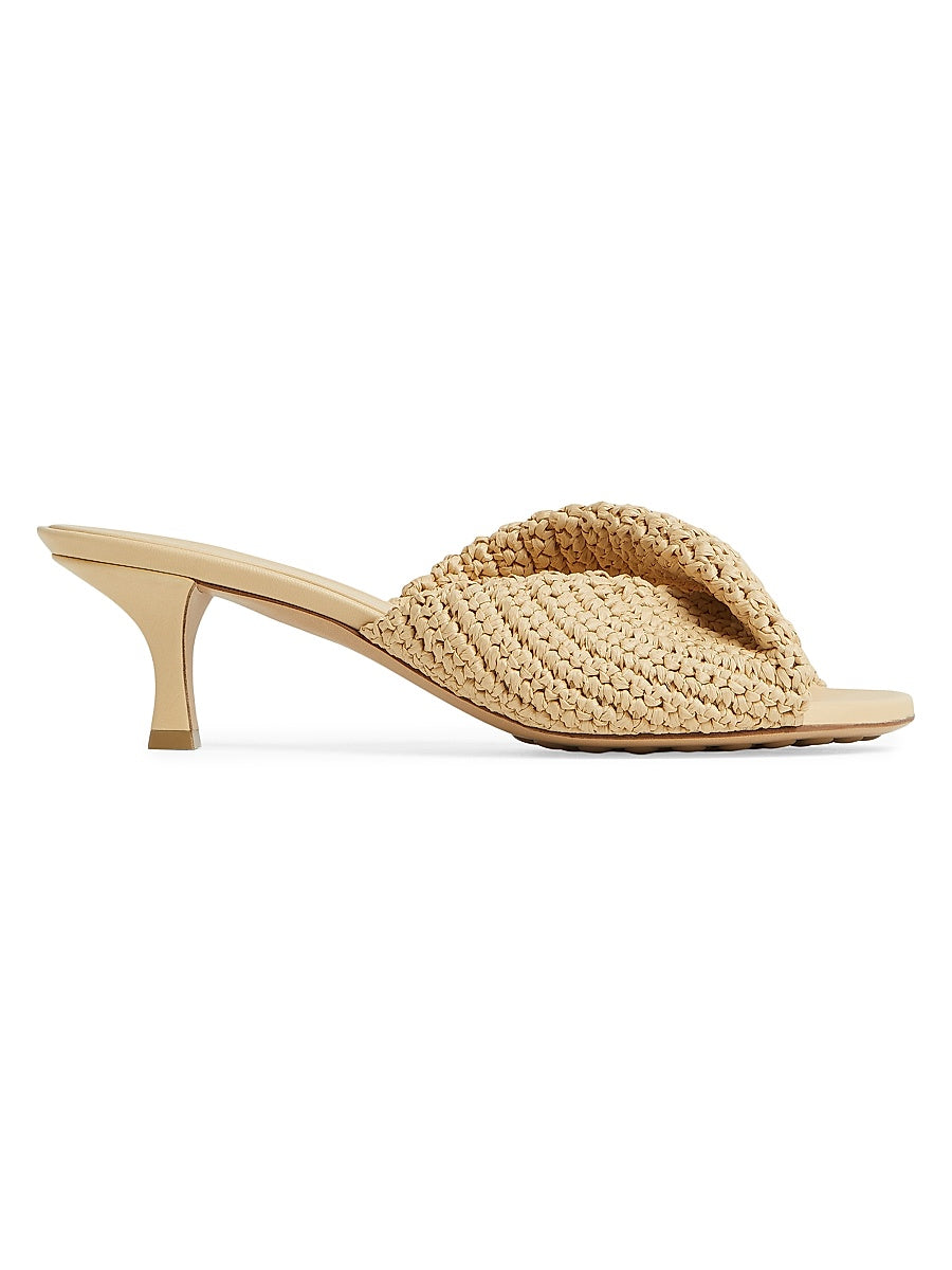 Blink 50MM Woven Raffia &amp; Leather Twist Mules