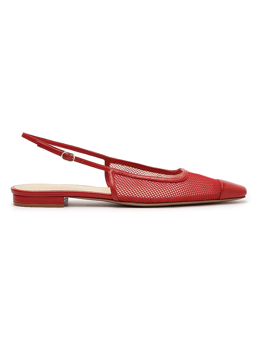 Olivia Mesh &amp; Leather Slingback Flats