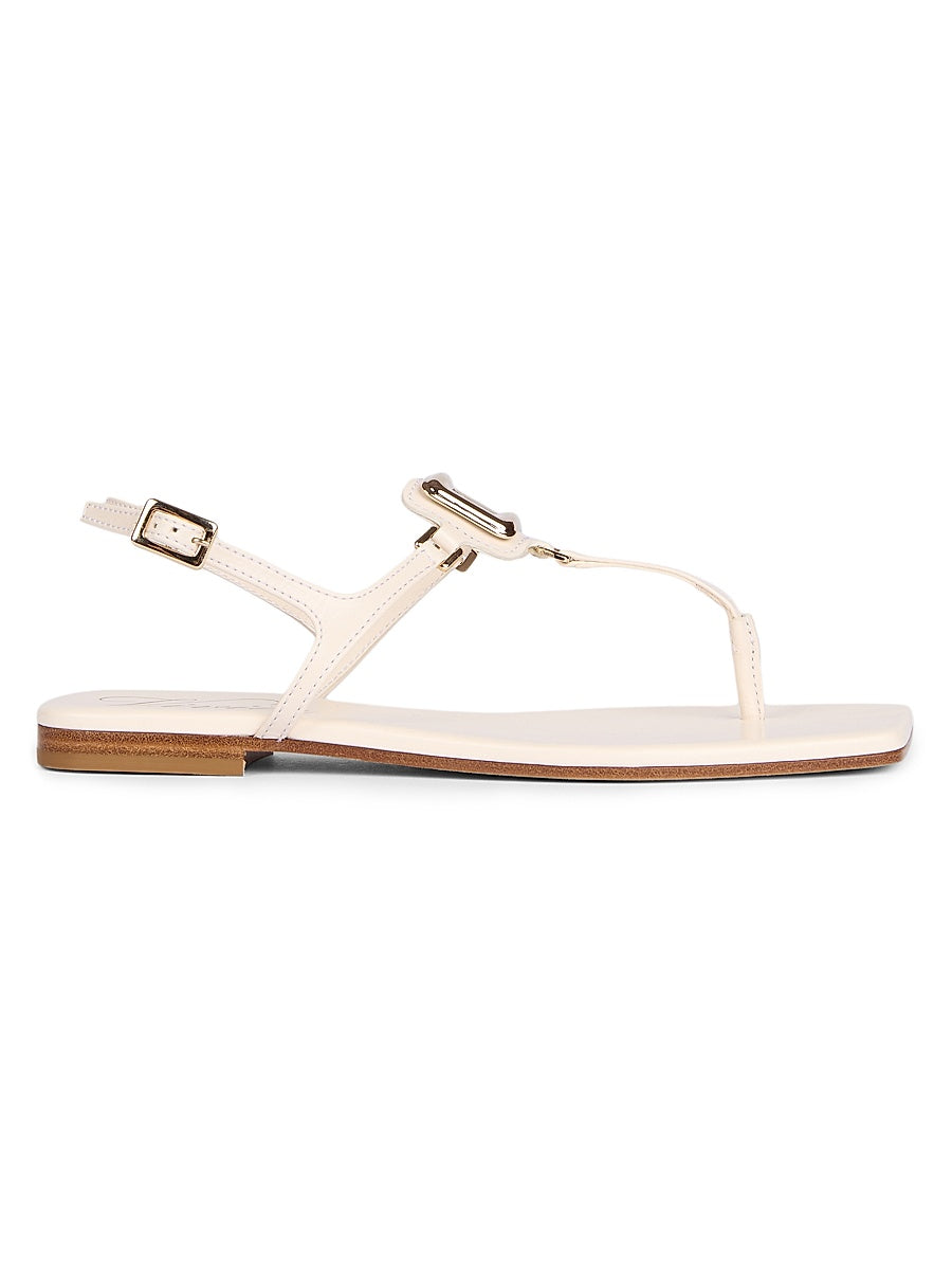 Viv By The Sea Embellished Leather T-Strap Sandals