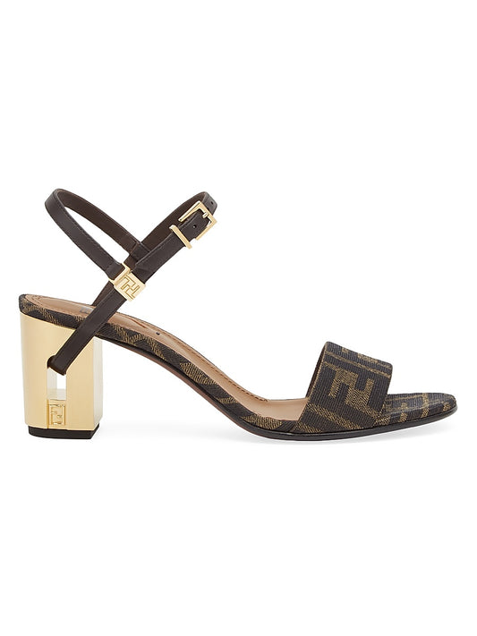 Delfina 65MM FF Debossed Leather Sandals