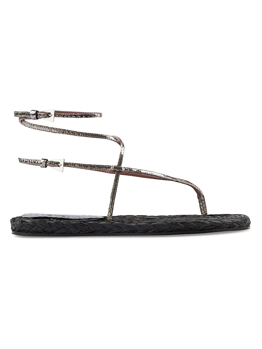 Hydra Metallic Python Leather Flat Sandals
