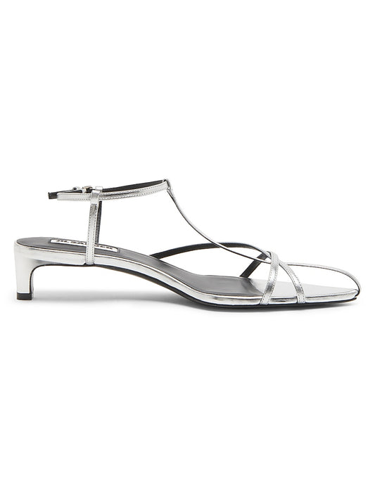 35MM Metallic Leather Kitten-Heel Sandals