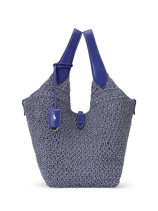 Crocheted Cotton & Leather Tote Bag